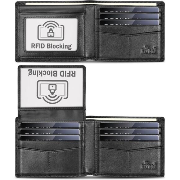 Wallet for Men - Genuine Leather Carbon Black